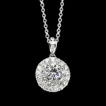 Round Halo Set Natural Earth Mined Diamond Pendant 1.75 Carats Ladies Jewelry New