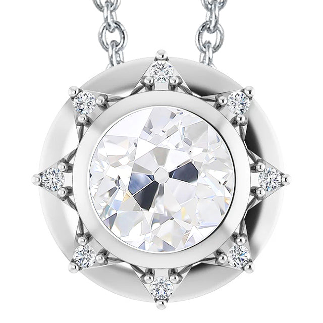 Halo Women’s Diamond Pendant Old Miner Bezel Set