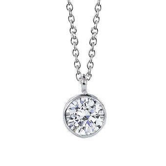 Round Natural Diamond Pendant With Chain 2 Ct Bezel Set White Gold 14K