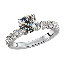 Genuine   Round Old Cut Diamond Anniversary Ring Prong Bezel Set 4.50 Carats