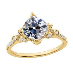 Round Old Cut Natural Earth Mined Diamond Anniversary Ring Yellow Gold 3.75 Carats