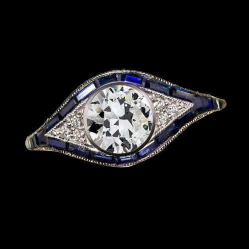 Old Miner Diamond Bezel Set Ring Sapphire