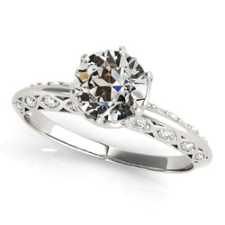 Real  Round Old Cut Diamond Engagement Ring 4 Carats 14K Gold