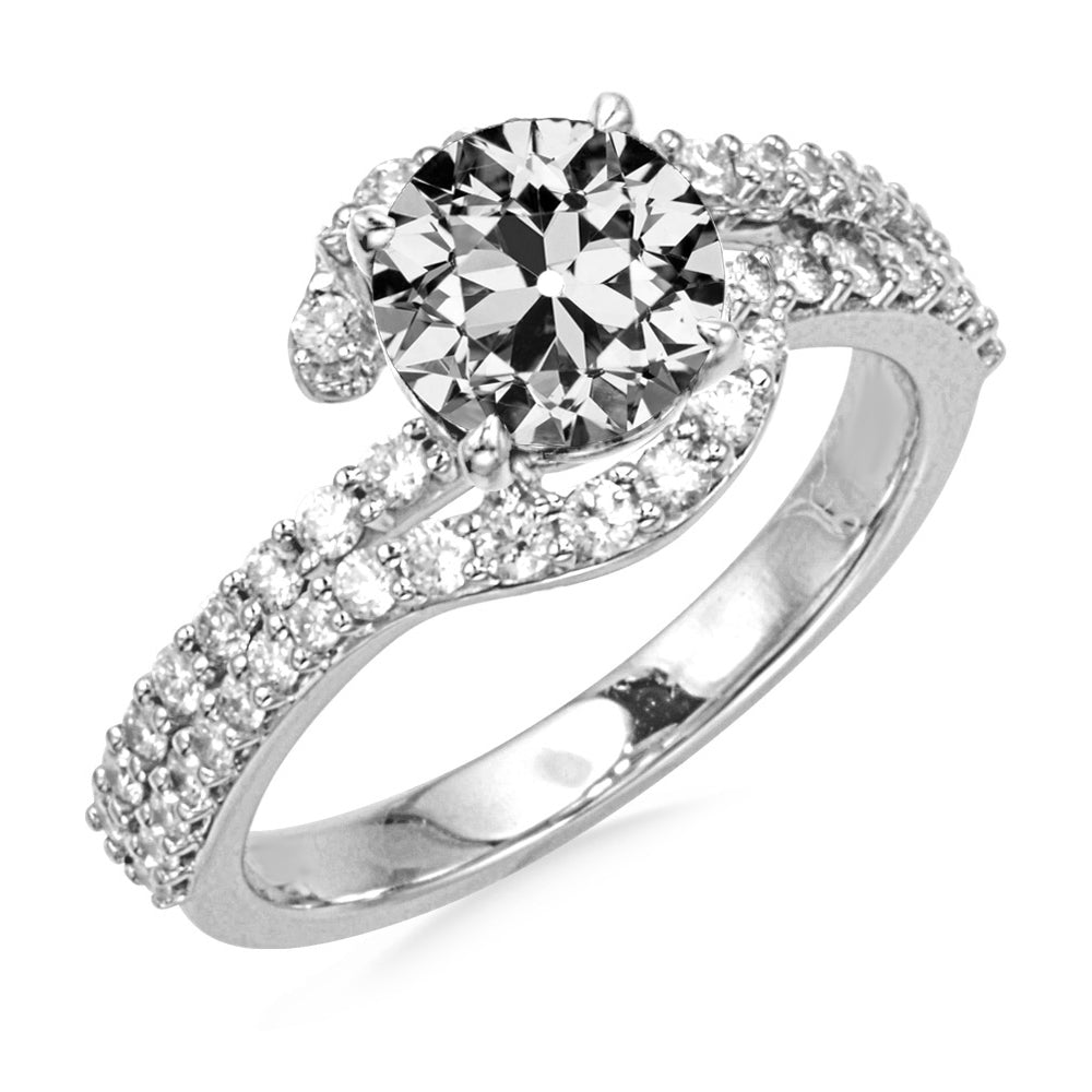 natural round diamond 6ct ring front view