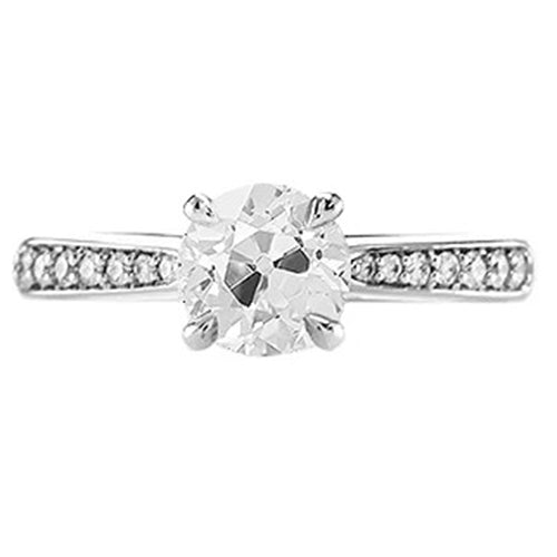 Amazing Elegant Natural Brilliant Engagement White Gold Diamond Solitaire Ring with Accents