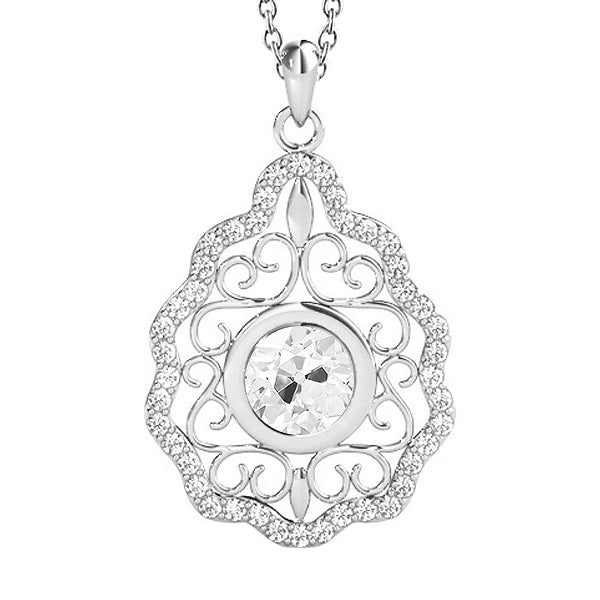 Round Old Cut Diamond Fancy Pendant Bezel Set