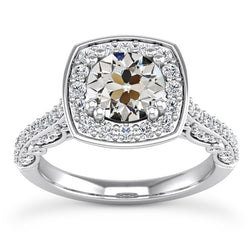 Round Old Cut Natural Earth Mined Diamond Halo Anniversary Ring Double Prong Set 7 Carats