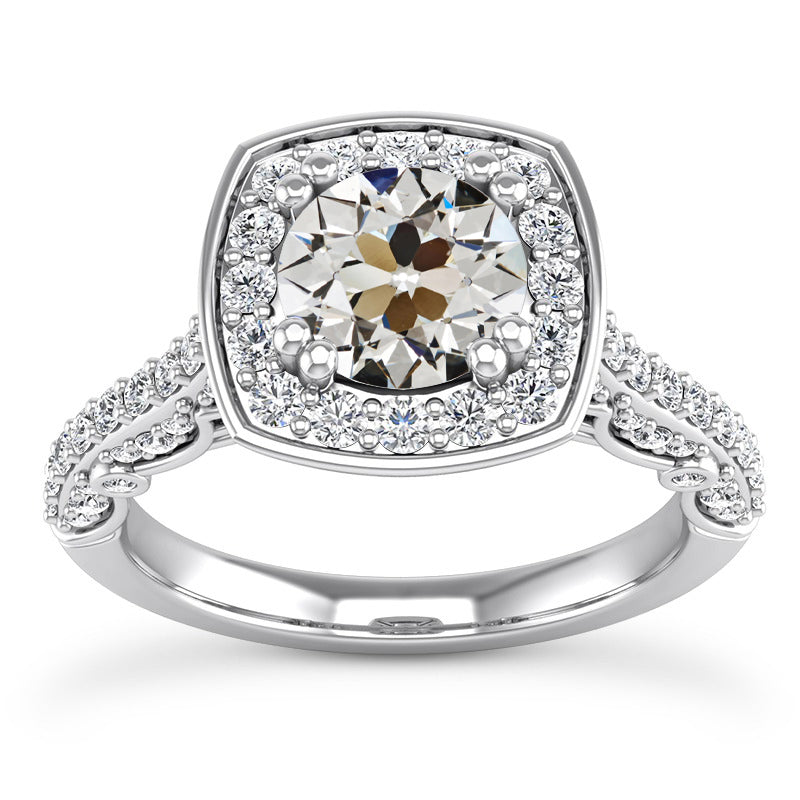 Round Old Cut Diamond Halo Anniversary Ring