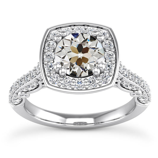 Round Old Cut Diamond Halo Anniversary Ring