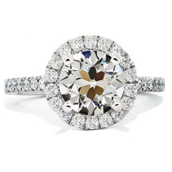 Round Old Cut Natural Earth Mined Diamond Halo Anniversary Ring Pave Set 7 Carats