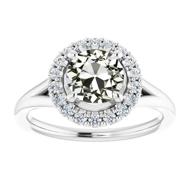 Round Old European Diamond Halo Ring