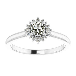 Round Old Cut Natural Earth Mined Diamond Halo Ring Star Style Ladies Jewelry 2 Carats