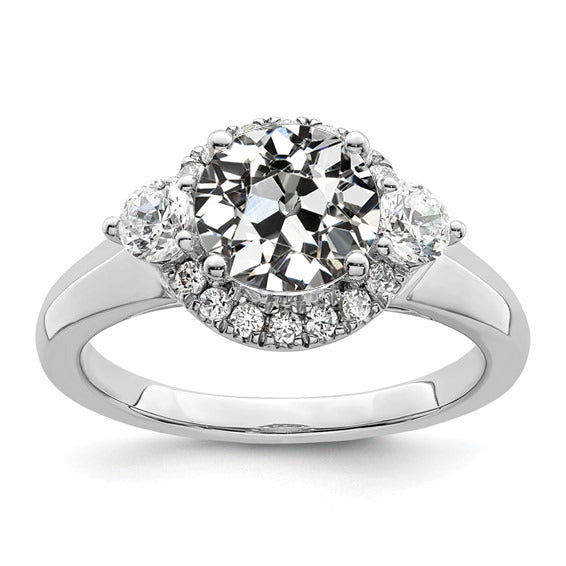 Round Old European Cut Diamond Halo Ring