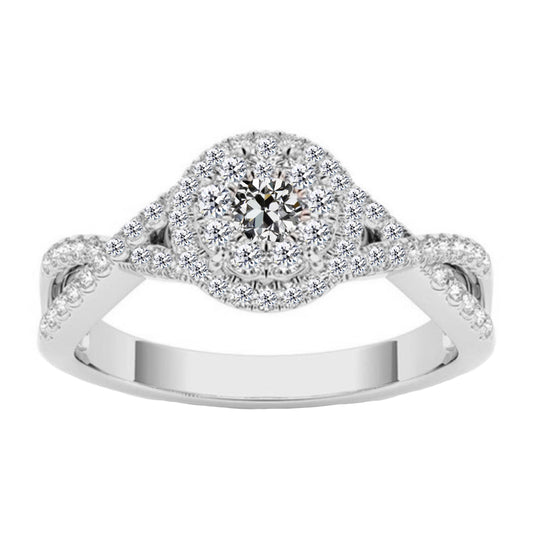 Round Old Cut Diamond Halo Wedding Ring Infinity Shank 3 Carats