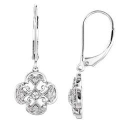 Round Old Cut Diamond Leverback Earrings 0.75 Carats Antique Style