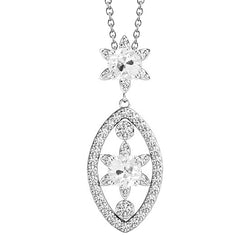 Round Old Cut Natural Earth Mined Diamond Pendant 4 Carats With Chain White Gold 14K