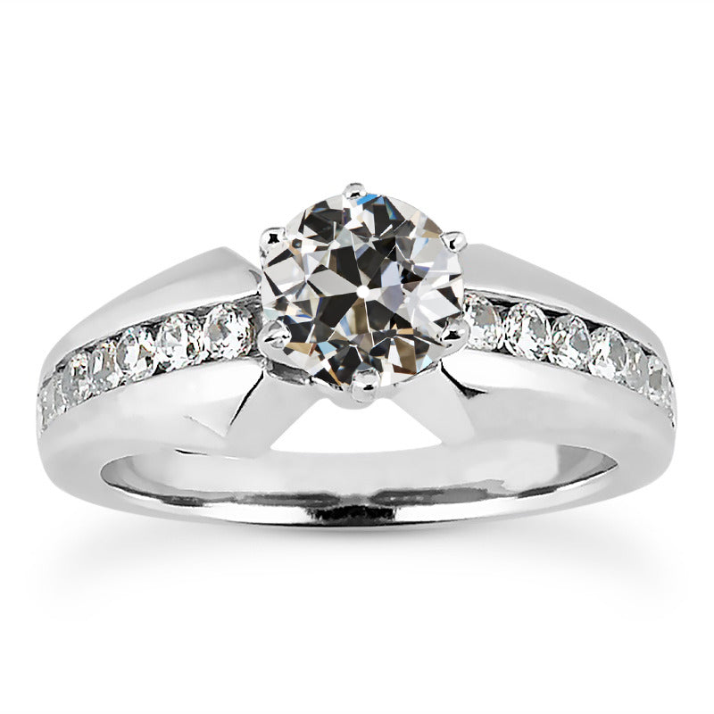 Unique Style White Sparkling Engagement White gold Old Miner Cut Diamond Ring Prong Channel Set Gold Jewelry
