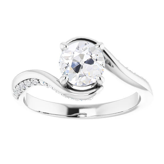 Sputtering  Solitaire Ring with Accents White Gold Diamond