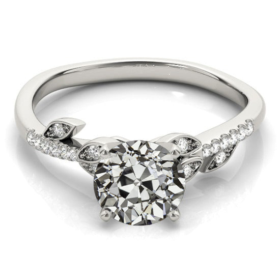 Woman's Anniversary White Gold Old Miner Cut Diamond Ring