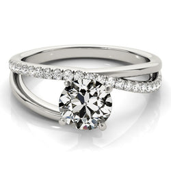 Round Old Cut Natural Earth Mined Diamond Ring Pave Set 3.75 Carats Split Shank