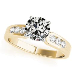 Genuine   Round Old Cut Diamond Ring Prong Set Two Tone 3 Carats