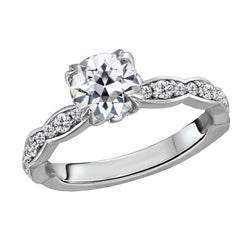 Genuine   Round Old Cut Diamond Ring White Gold Double Prong Set 4 Carats