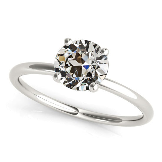 Fancy Old Miner Cut Diamond Solitaire Anniversary Ring