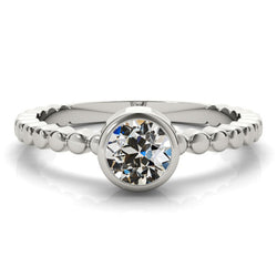 Round Old Cut Natural Earth Mined Diamond Solitaire Ring Bezel Set Gold 1.50 Carats