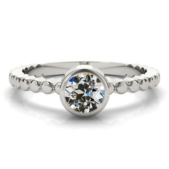 Round Old Cut Diamond Solitaire Ring Bezel Set