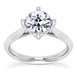 Round Old Cut Natural Earth Mined Diamond Solitaire Ring Cathedral Set 2.50 Carats