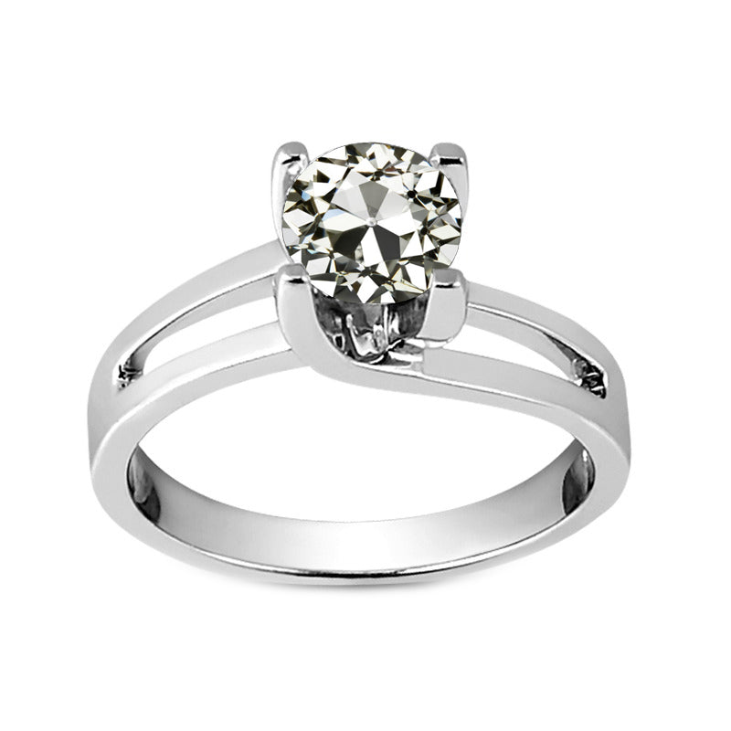 natural round diamond 2ct ring front view