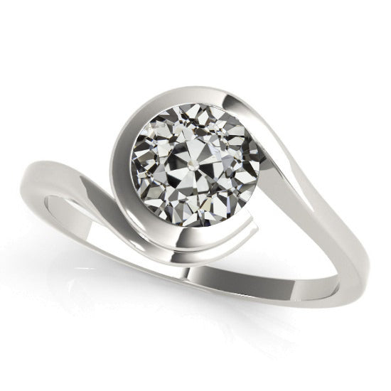 Lady’s Fancy Wedding Round Old Miner Cut Diamond Solitaire Ring