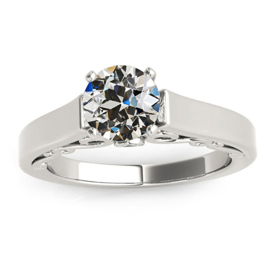  New High Quality  Round Old Cut Diamond Solitaire Ring Wide Band