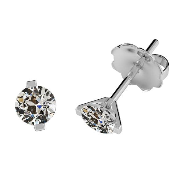 natural round diamond 3ct earring front view