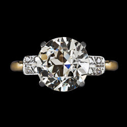 Round Old Cut Natural Earth Mined Diamond Wedding Ring 5 Carats Ladies Gold Jewelry