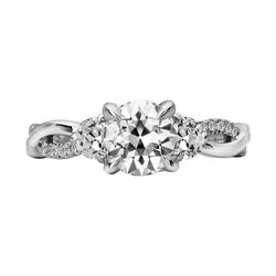 Real  Round Old Cut Diamond Wedding Ring Infinity Style Shank 5 Carats