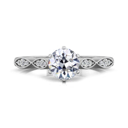 Real  Round Old Cut Diamond Wedding Ring Prong Set Milgrain 3 Carats