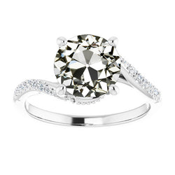 Round Old Cut Natural Earth Mined Diamond Wedding Ring Tension Style 5.25 Carats