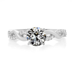 Round Old Cut Natural Earth Mined Diamond Wedding Ring Twisted Shank 3.50 Carats