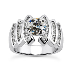 Round Old Cut Natural Earth Mined Diamond Wedding Ring With Steps Channel Set 8 Carats