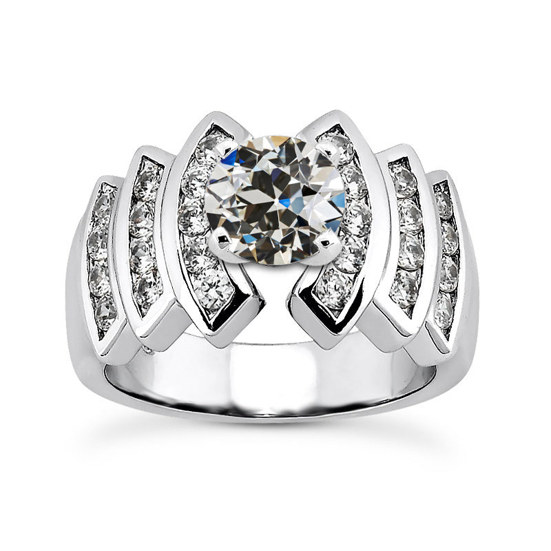 Old Miner Cut Diamond Wedding Ring With Channel Set