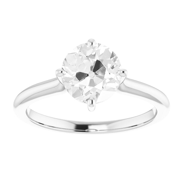 Round Old Cut Engagement Prong Set Diamond Ring 3 Carats