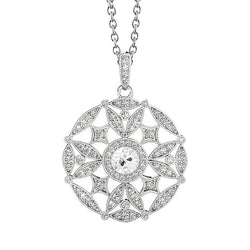 Round Old Cut Halo Natural Earth Mined Diamond Fancy Pendant 2 Carats White Gold 14K