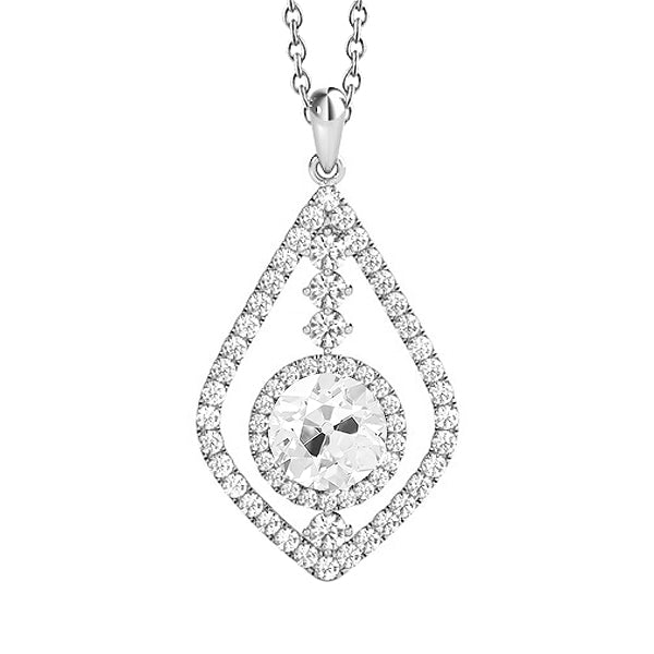 Round Old Cut Halo Diamond Pendant & Bail