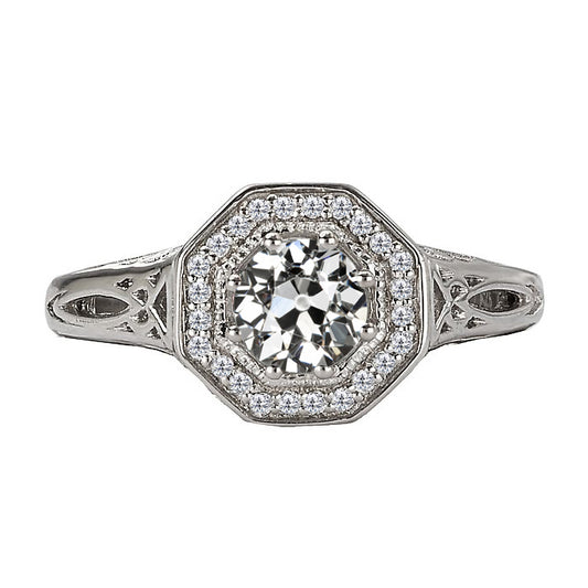 natural round diamond 2ct ring front view