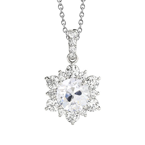 Round Old Cut Halo Women’s Diamond Pendant