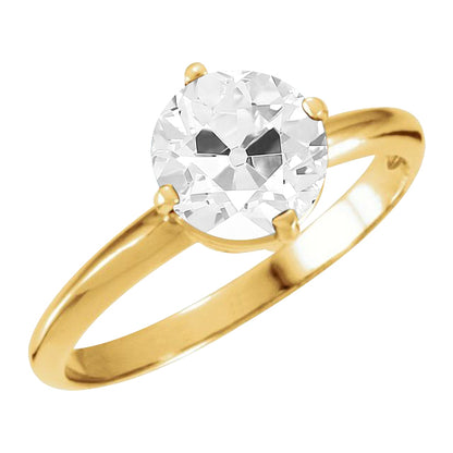 3.50 Carats Round Old Cut Prong Set Diamond Solitaire Ring
