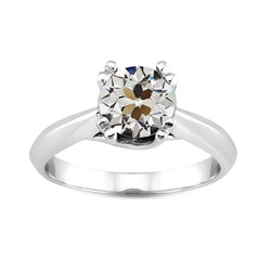 Round Old Cut Solitaire Earth Mined Natural Real Diamond ( Not Lab Grown ) 2 Carats Engagement Ring