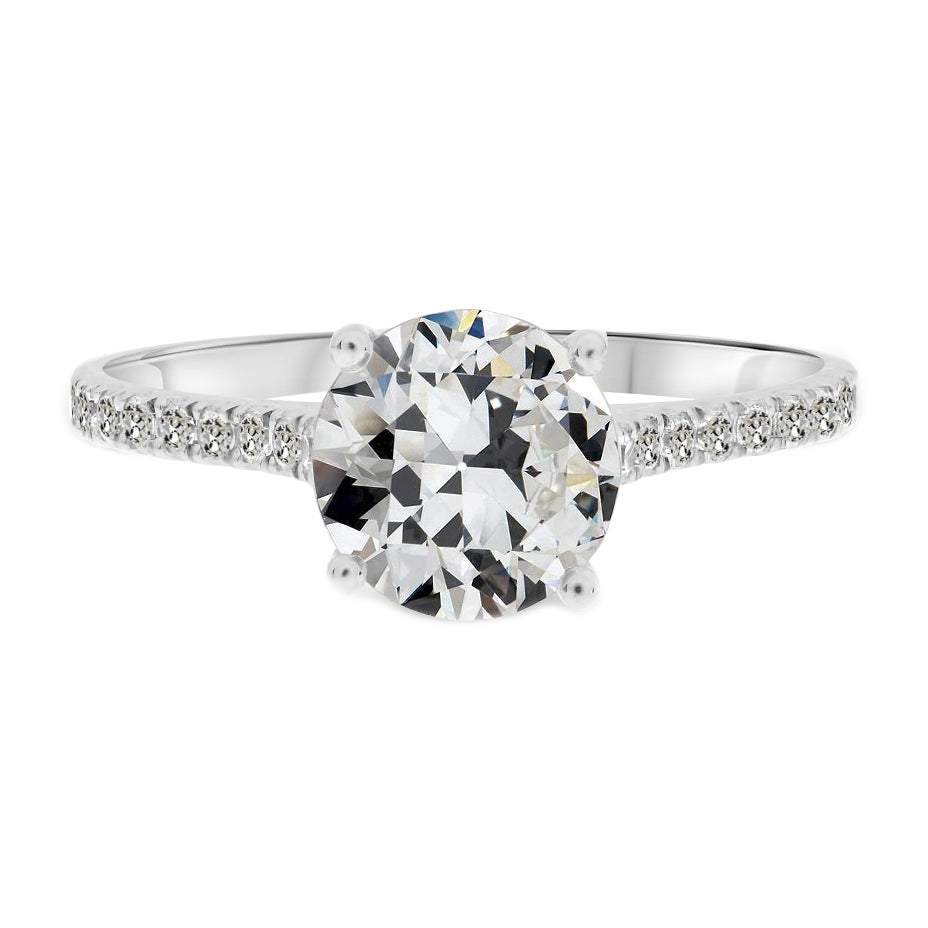 natural round diamond 3.50ct ring front view