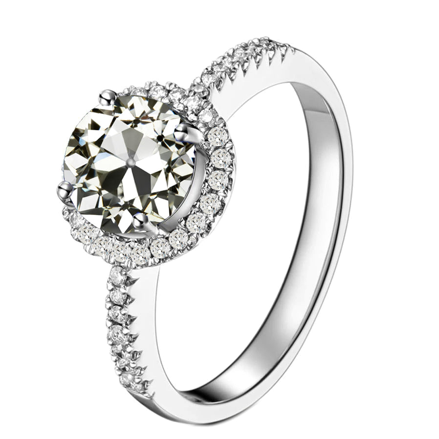4.50 Carats Round Old Cut Solitaire With Accents Halo Diamond Ring